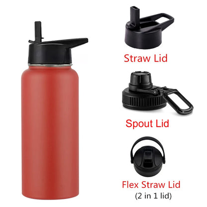 12oz 18oz 32oz 40oz Large Capacity Water Bottle Travel Sport Thermal Flask Straw Stainless Steel Vacuum Insulated Hydrated Thermos Mug