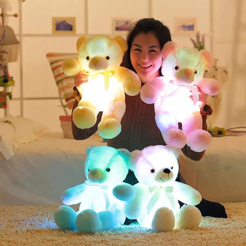 Luminous Teddy Bear, 32-50cm Creative Light Up LED Stuffed Animals Plush Toy Colorful Glowing Teddy Bear Christmas Gift for Kid