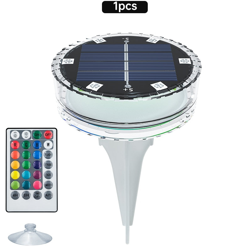 Solar Submersible LED Pool Lights, Color Changing RGB Lamps, Underwater Above ground Side