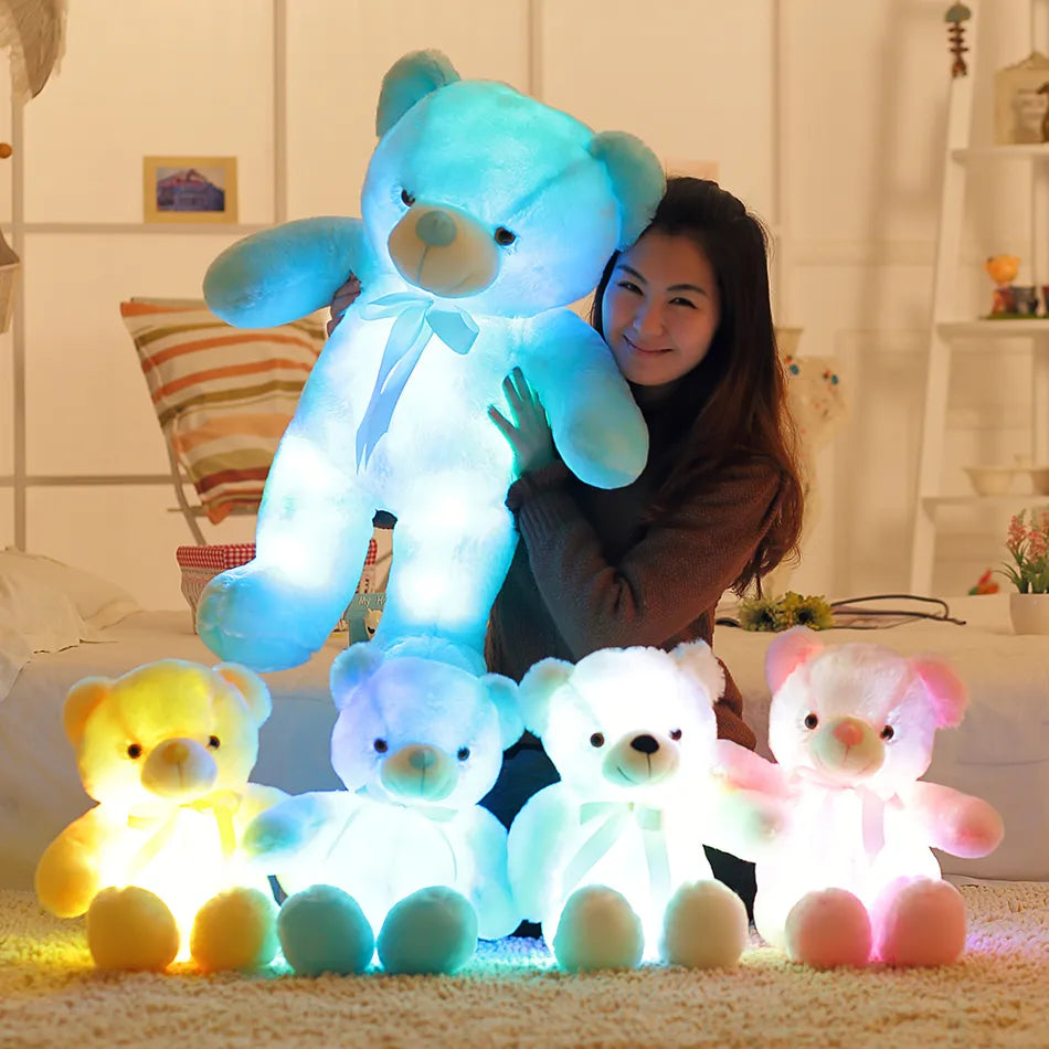 Luminous Teddy Bear, 32-50cm Creative Light Up LED Stuffed Animals Plush Toy Colorful Glowing Teddy Bear Christmas Gift for Kid