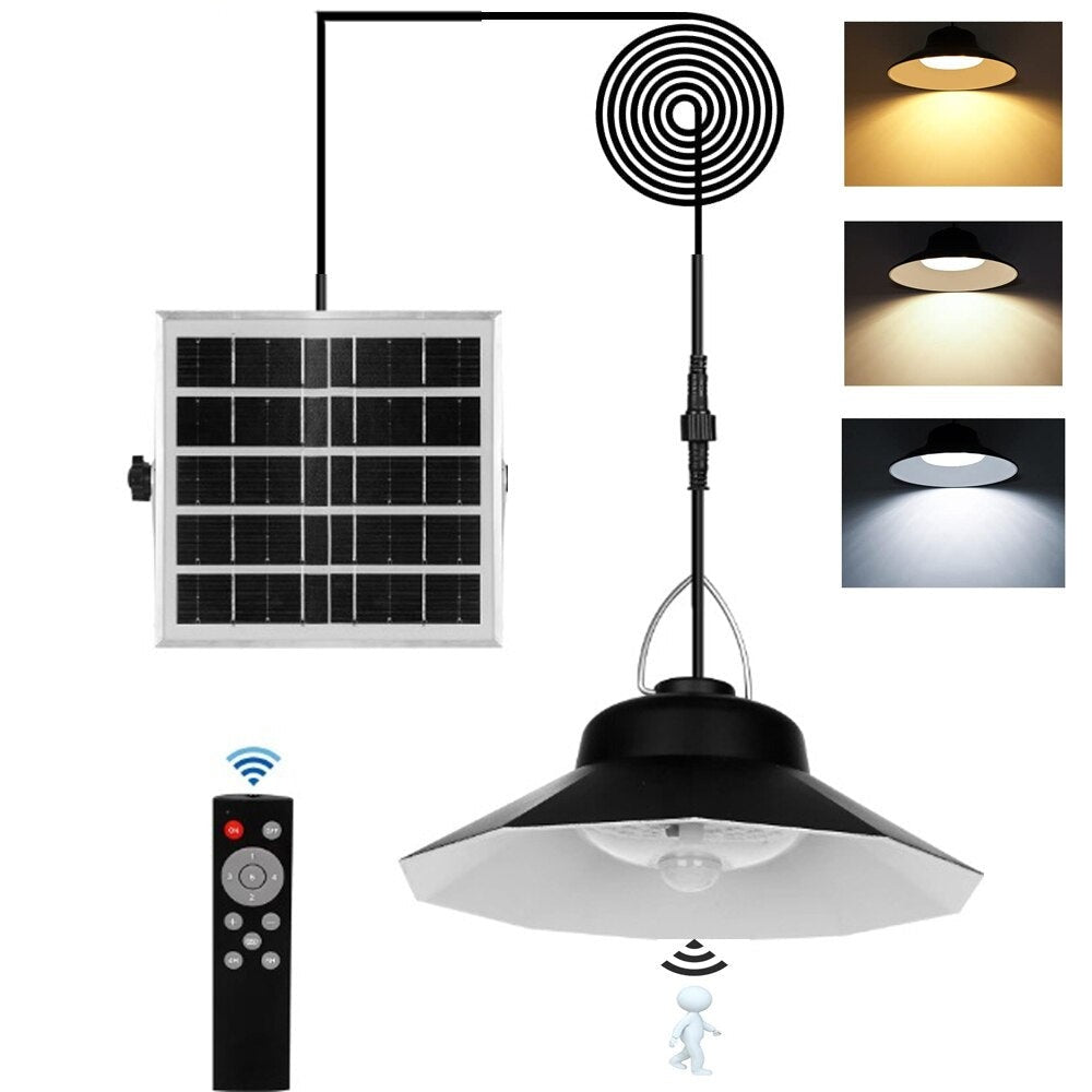 Double Head 196Led Floodlight Waterproof 2400LM Pendant Light with Motion Sensor for Yard Corridor Remote 5M Cord Garden Lamp