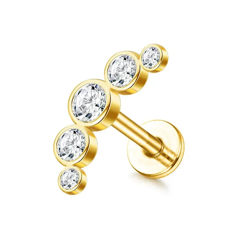 16G Stainless Steel Cartilage Earrings for Women - Flat Back Butterfly Moon Flower Helix & Tragus Piercing Jewelry