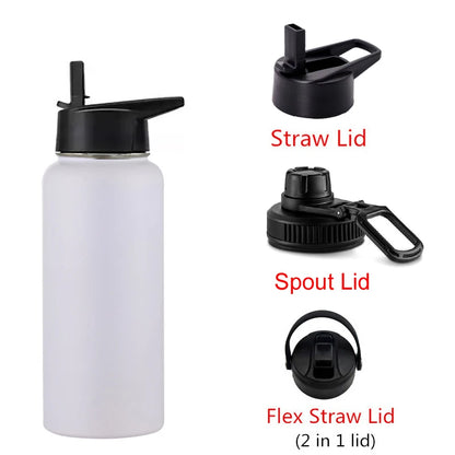 12oz 18oz 32oz 40oz Large Capacity Water Bottle Travel Sport Thermal Flask Straw Stainless Steel Vacuum Insulated Hydrated Thermos Mug
