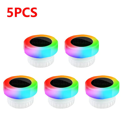 Solar Pool Floating Dispenser Swimming Pool Chlorine Floater Bromine Tablets Floating Submersible Dispenser with Colorful Light for Spa Tub