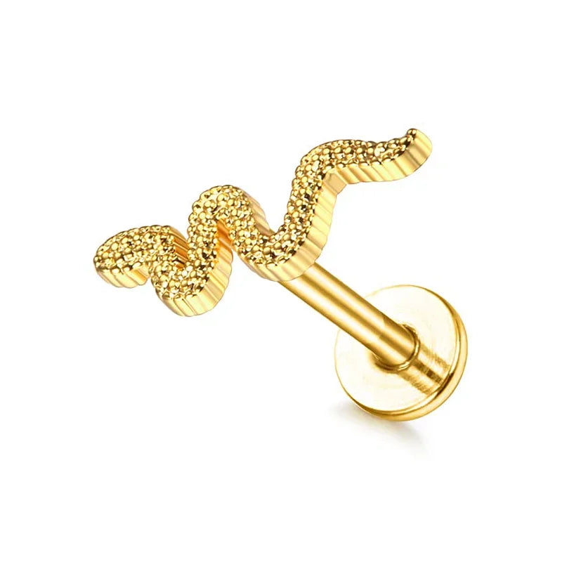 16G Stainless Steel Cartilage Earrings for Women - Flat Back Butterfly Moon Flower Helix & Tragus Piercing Jewelry