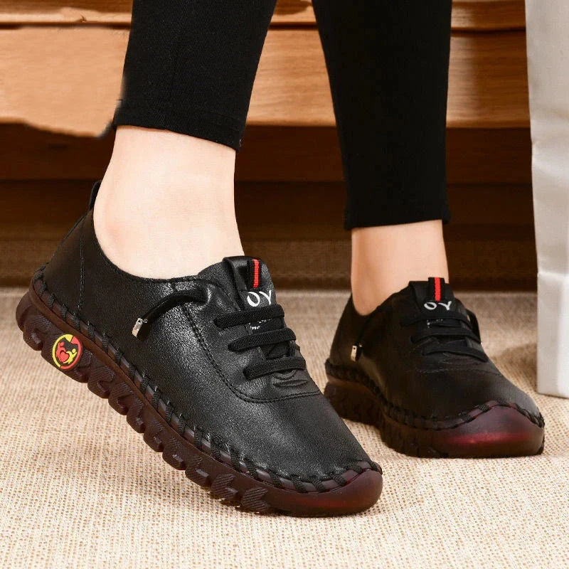 Women Shoes Leather Sneakers Loafers Shoes for Women Comfortable Slip on Shoes Hand Sewing Thread Mom Shoes Zapatillas De Mujer