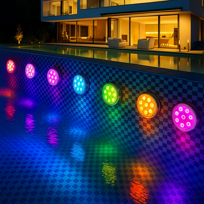 LED Submersible Pool Lights, Color Changing, Magnetic Battery Powered Underwater Above ground Tub Swimming Lido Side, fountain Tank Dock