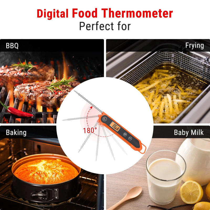 Waterproof Digital Backlight Folding Barbecue Kitchen Cooking Instant Readin Meat Thermometer