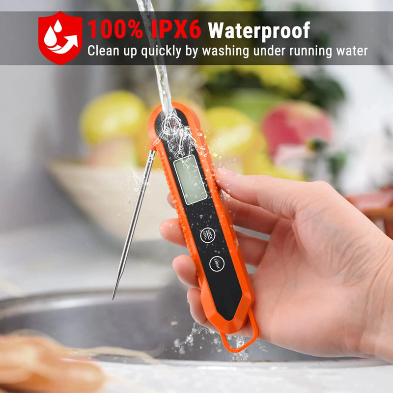 Waterproof Digital Backlight Folding Barbecue Kitchen Cooking Instant Readin Meat Thermometer