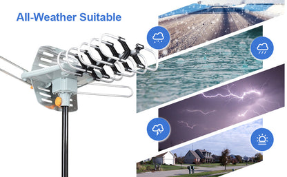 990 Mile Long Range Outdoor TV Digital Antennas, 360° Rotation Amplified Smart HD TV Exterior Rooftop Booster Antena For Local Channels Sale