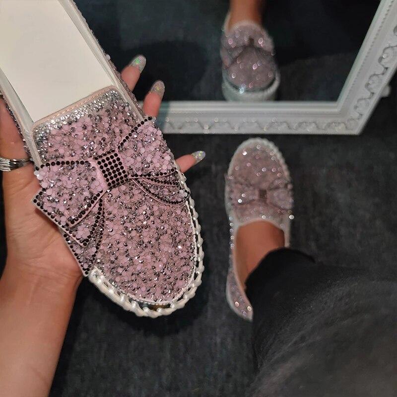 Women's Rhinestone Slip On Loafers