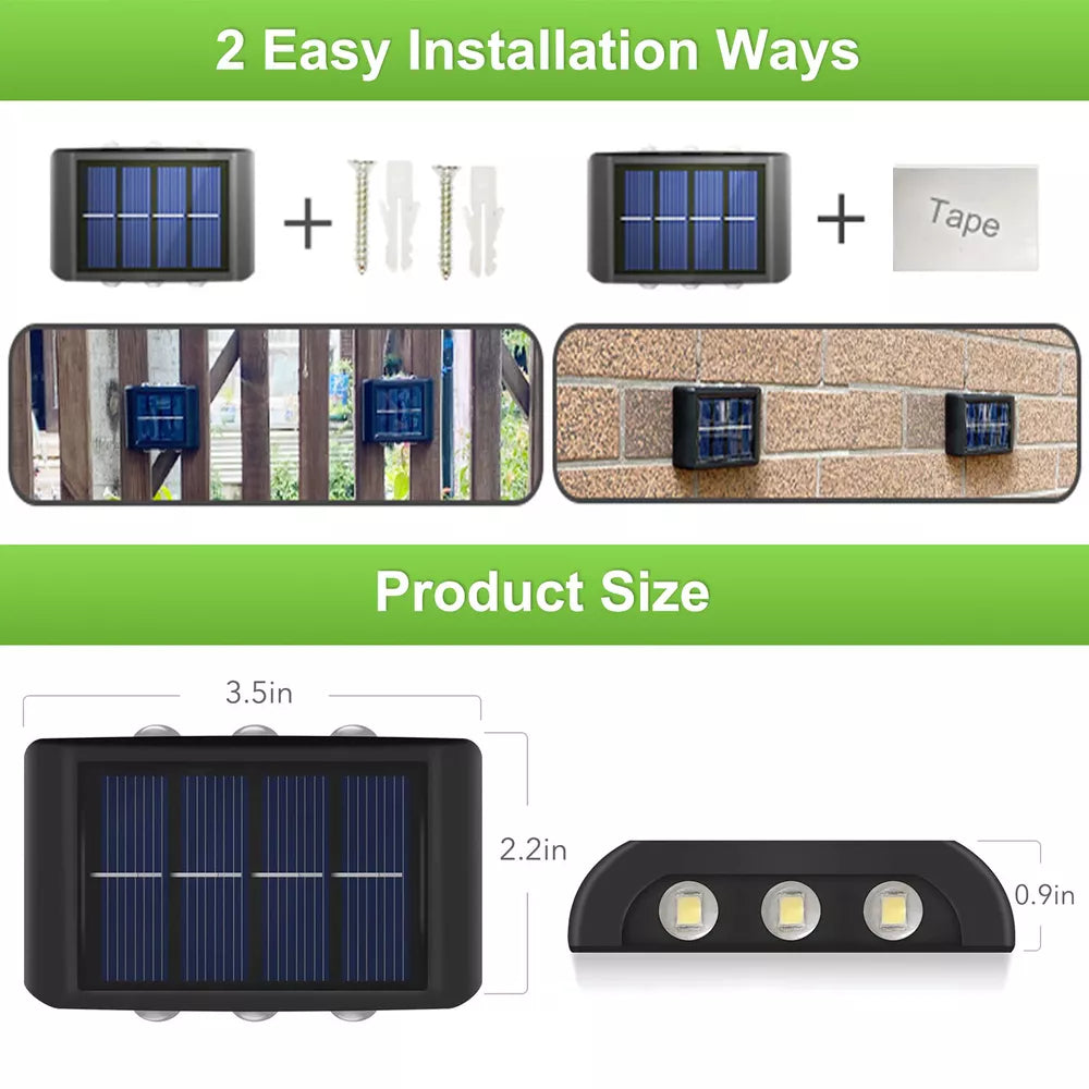 Solar 6LED Deck Light Path Garden Patio Pathway Stairs Step Fence Lamp Outdoor