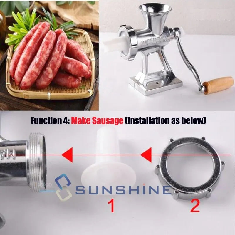 Heavy Duty Meat Grinder Mincer Stuffer Manual Sausage Filler Sauce Maker Machine