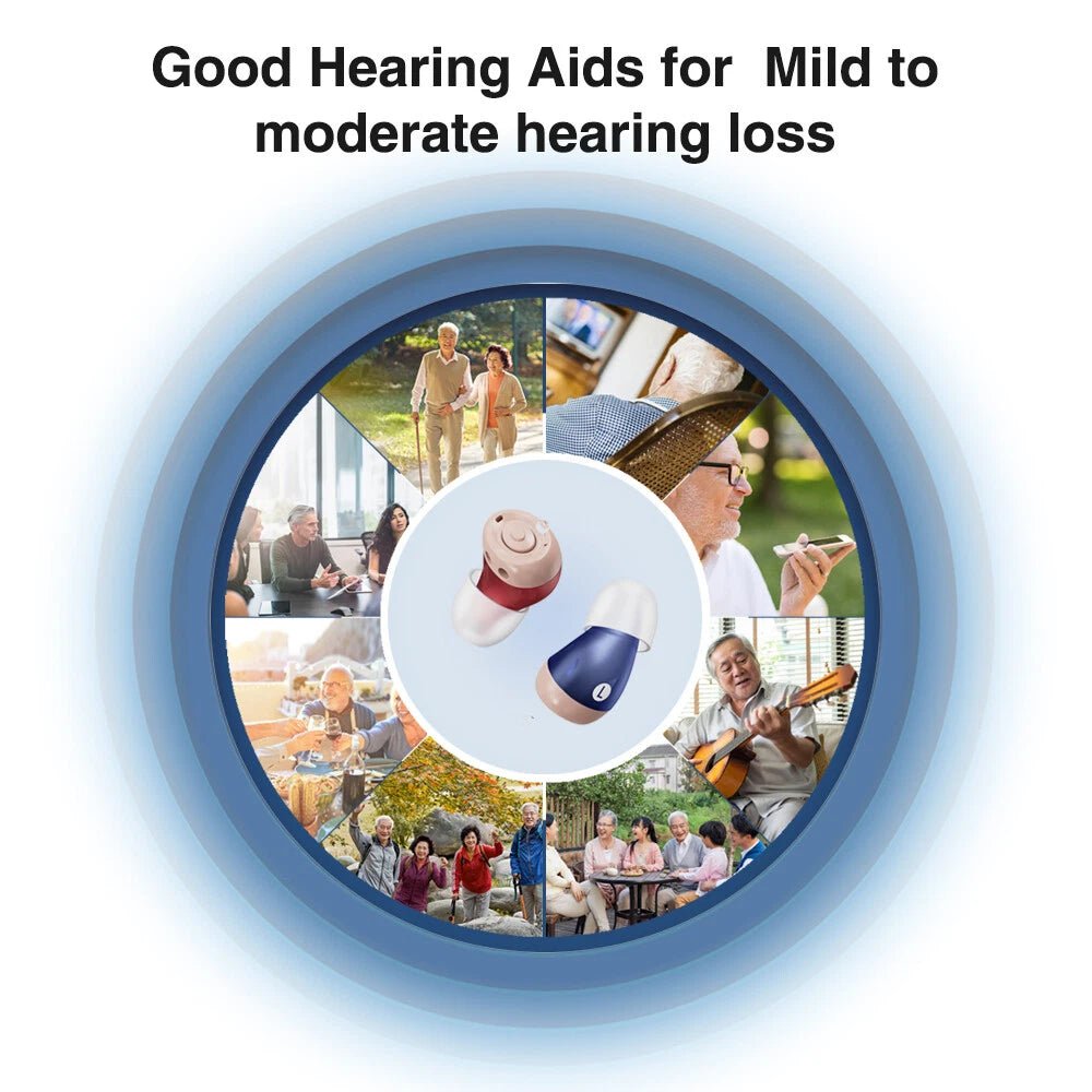 Rechargeable Hearing Aids Mini ITE Hearing Amplifier Sound Enhance L/R