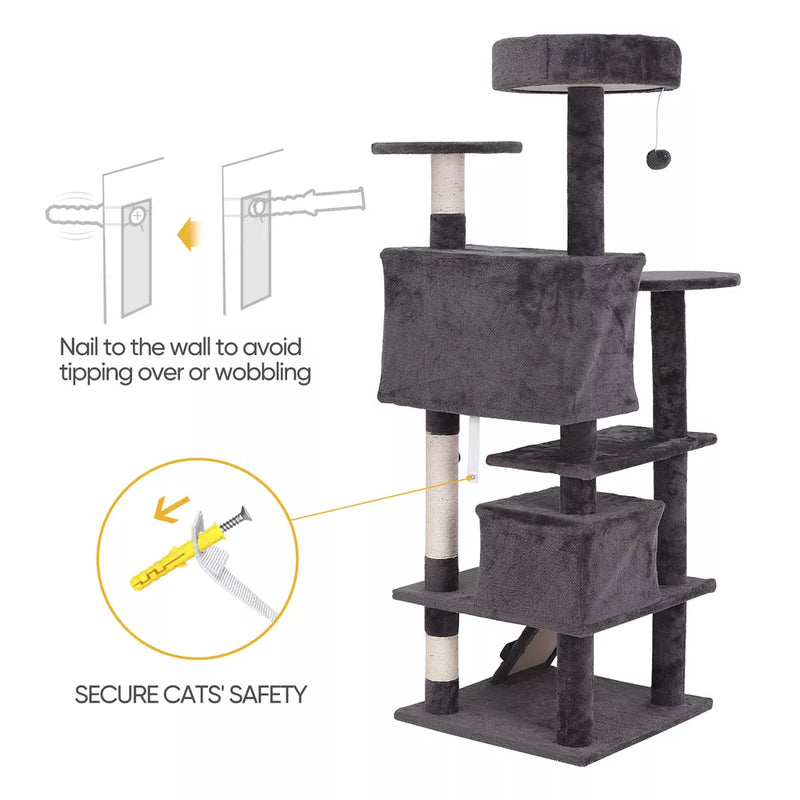 55" STURDY Cat Tree Tower Activity Center Large Playing House Condo For Rest