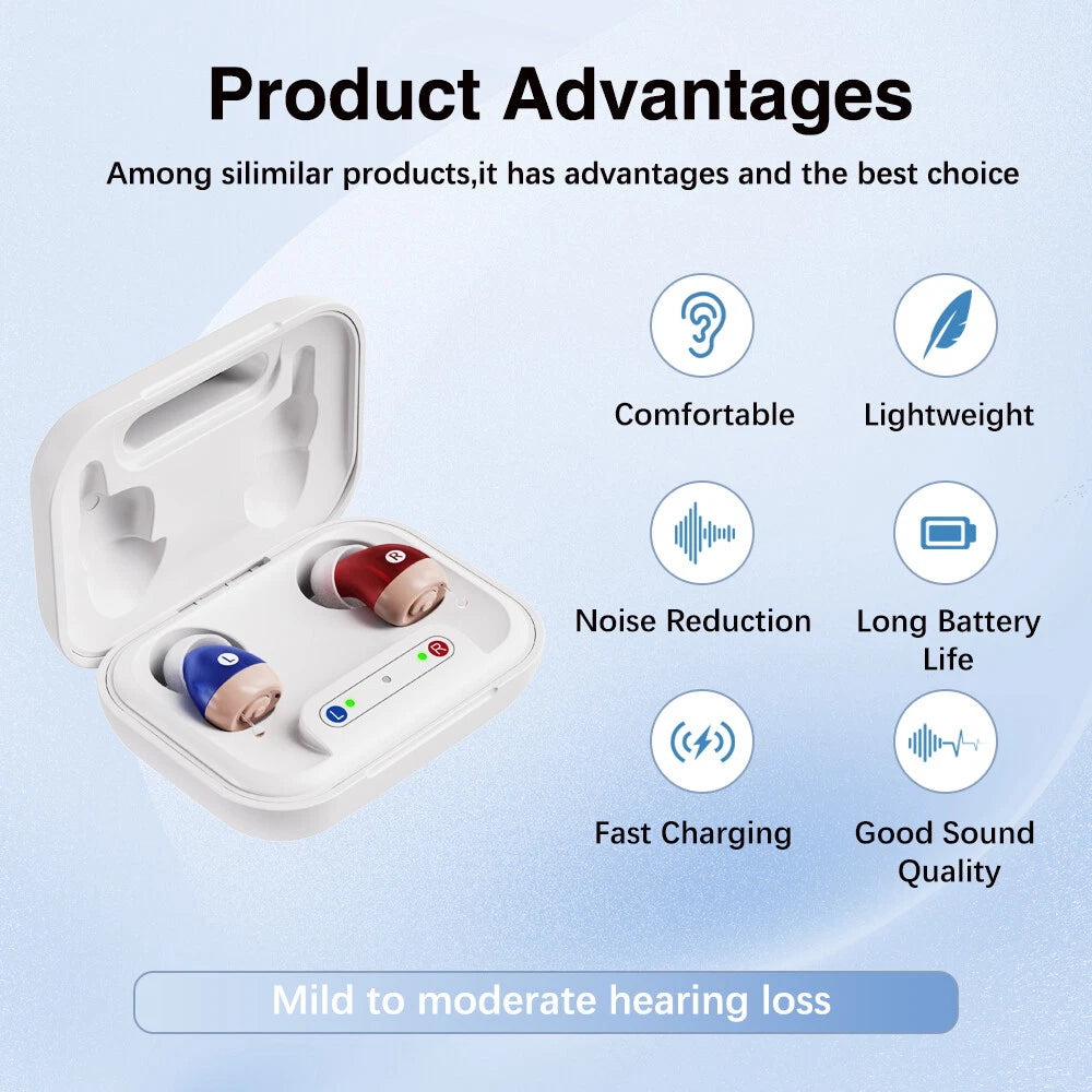 Rechargeable Hearing Aids Mini ITE Hearing Amplifier Sound Enhance L/R