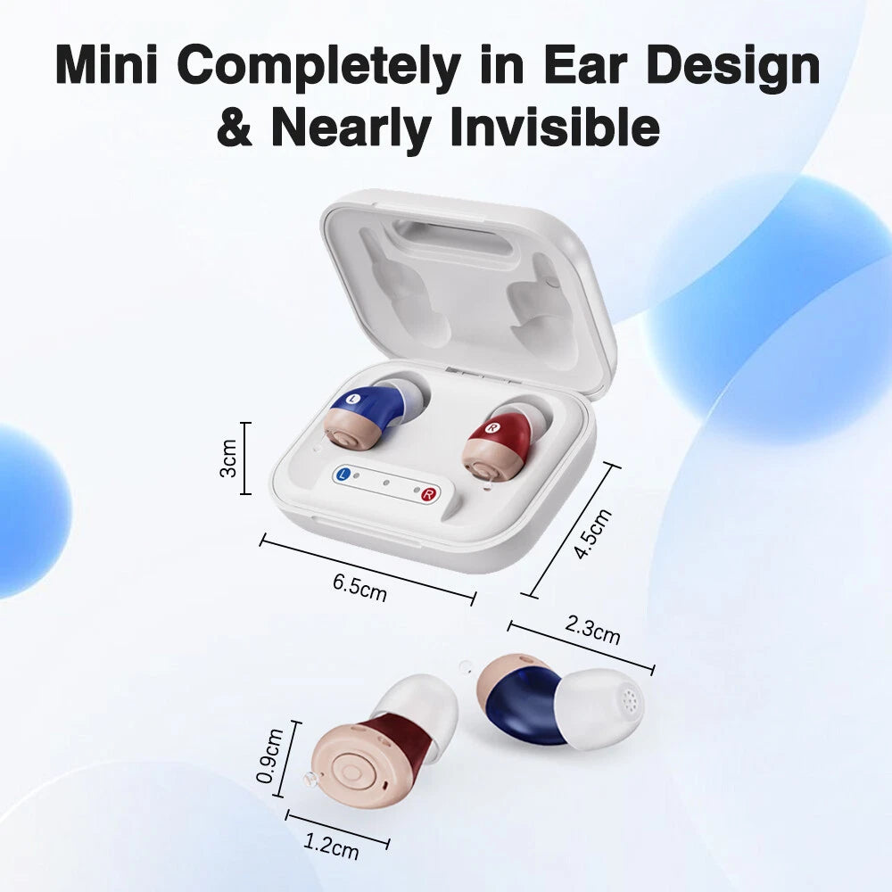 Rechargeable Hearing Aids Mini ITE Hearing Amplifier Sound Enhance L/R