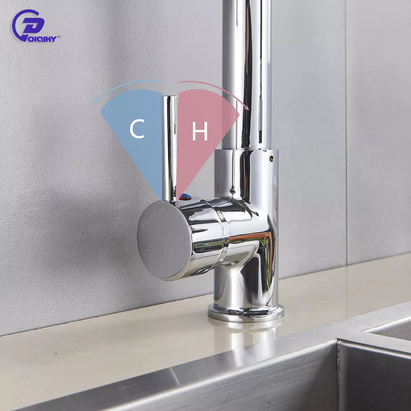 Chrome Kitchen Faucet Swivel Single Handle Sink Pull Down Sprayer Mixer Tap