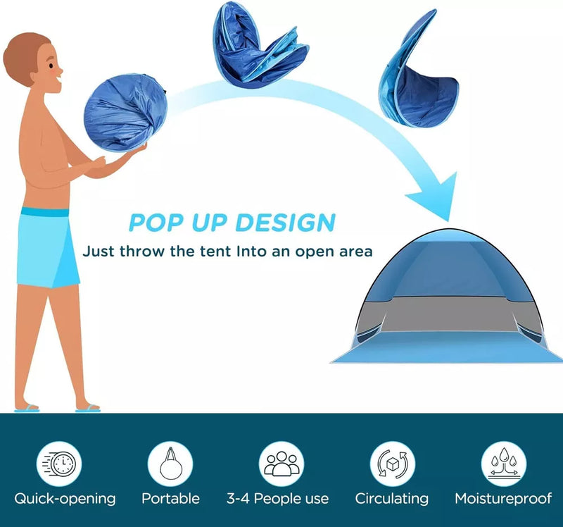 Pop Up Portable Beach Canopy Sun Shade Shelter Outdoor Camping Fishing Tent Mesh