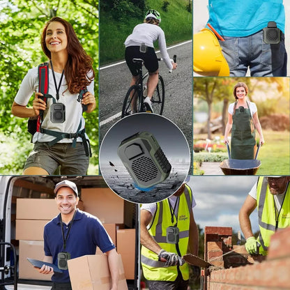 Portable Waist Clip Cooling Fan Personal Belt 6000mAh USB Rechargeable