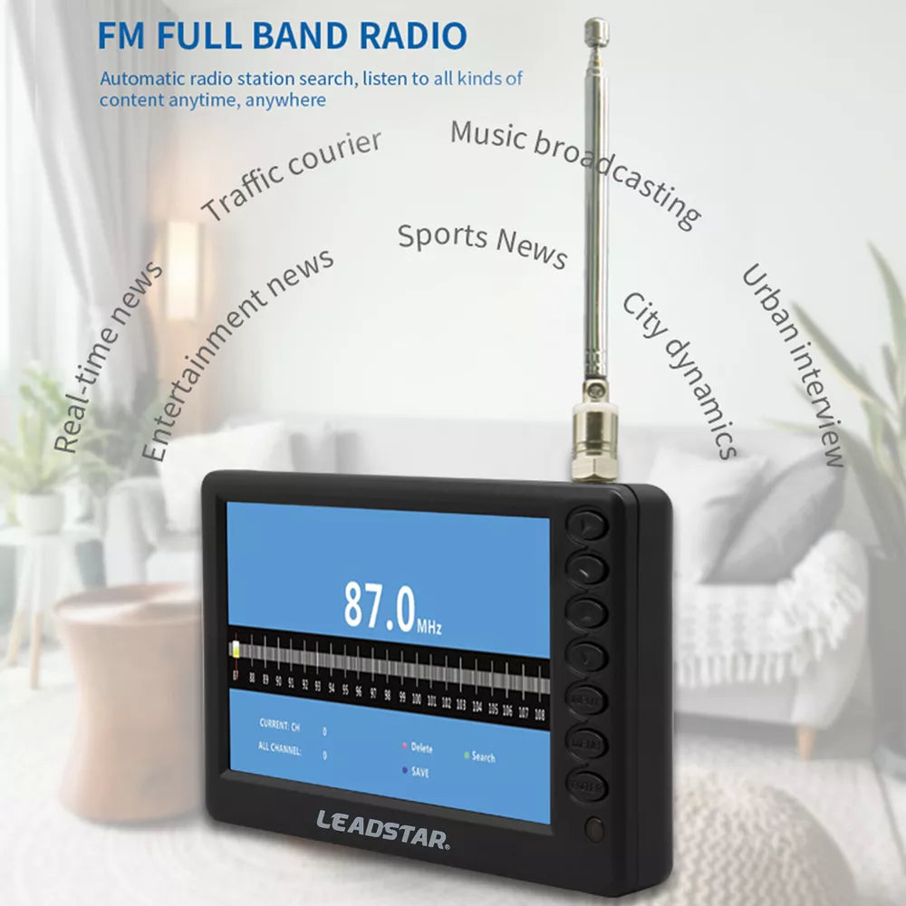 5"in Portable Digital Pocket TV ATSC Signals, Rechargeable HD Video Player Support FM/USB/TF Camping, fishing, Traveling