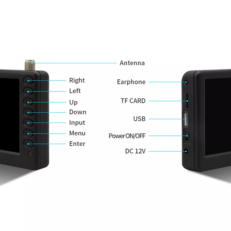 5"in Portable Digital Pocket TV ATSC Signals, Rechargeable HD Video Player Support FM/USB/TF Camping, fishing, Traveling