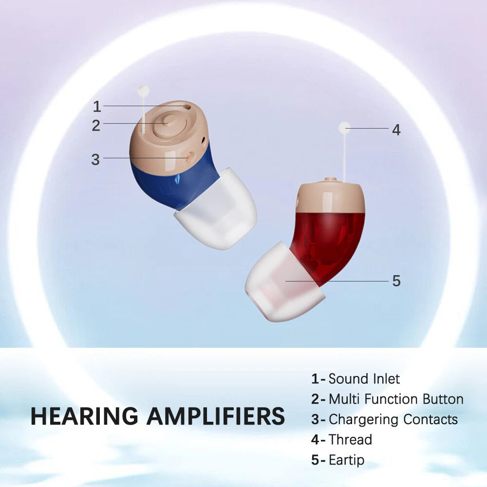 Rechargeable Hearing Aids Mini ITE Hearing Amplifier Sound Enhance L/R