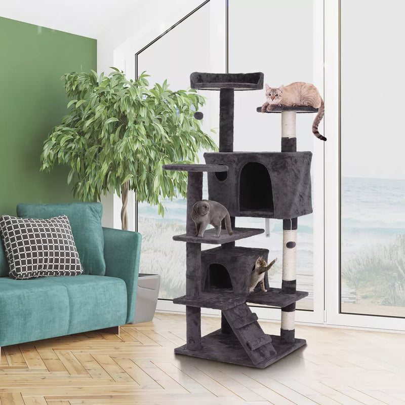 55" STURDY Cat Tree Tower Activity Center Large Playing House Condo For Rest