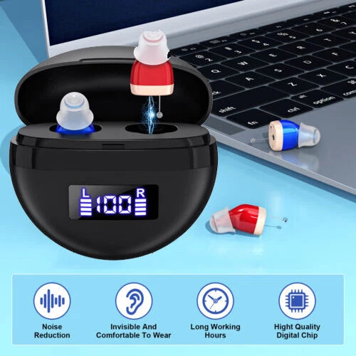 1 Pair Of Digital Hearing Aid Severe Loss Rechargeable Invisible ITE Ear Aids