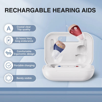 Rechargeable Hearing Aids Mini ITE Hearing Amplifier Sound Enhance L/R