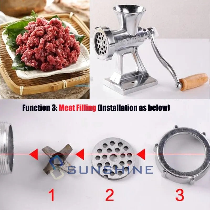 Heavy Duty Meat Grinder Mincer Stuffer Manual Sausage Filler Sauce Maker Machine