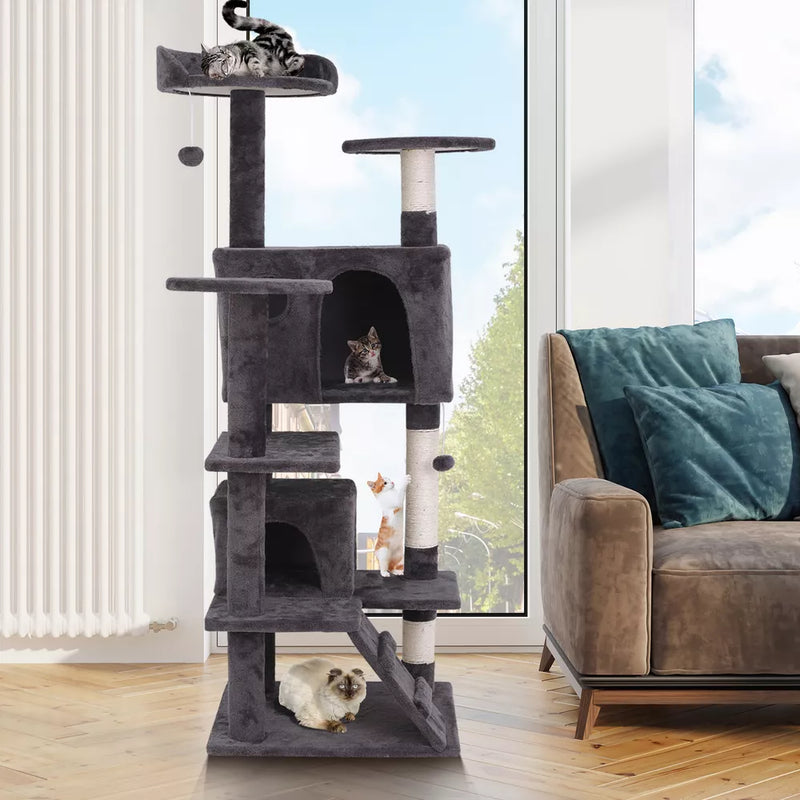 55" STURDY Cat Tree Tower Activity Center Large Playing House Condo For Rest