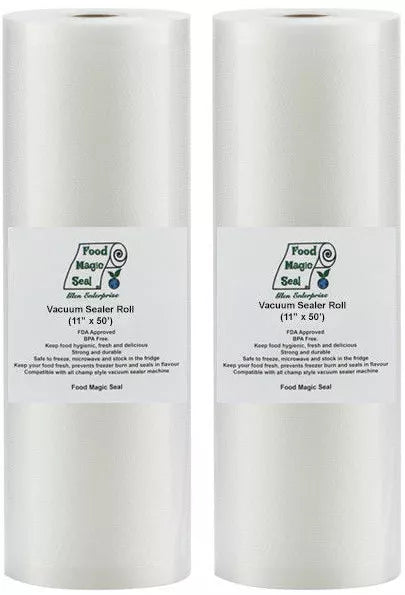 Vacuum Sealer Bags 2-11"x50' Rolls Food Magic Seal! Great $$ saver!