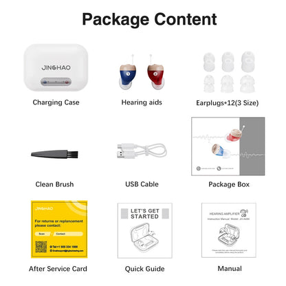 Rechargeable Hearing Aids Mini ITE Hearing Amplifier Sound Enhance L/R