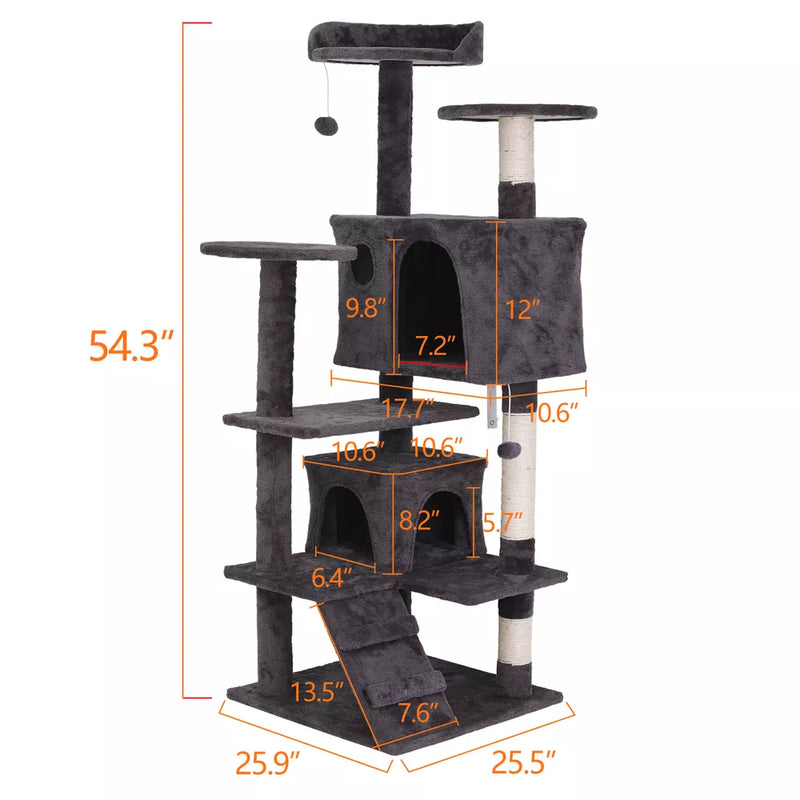 55" STURDY Cat Tree Tower Activity Center Large Playing House Condo For Rest