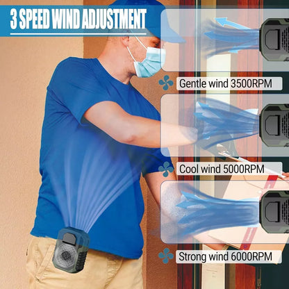 Portable Waist Clip Cooling Fan Personal Belt 6000mAh USB Rechargeable