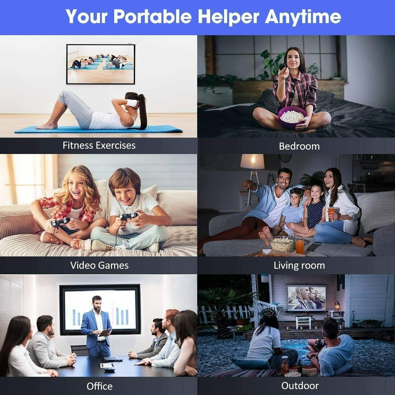 4K Projector 7500 Lumens 1080P 3D LED Mini WiFi Video Home BT Theater Cinema