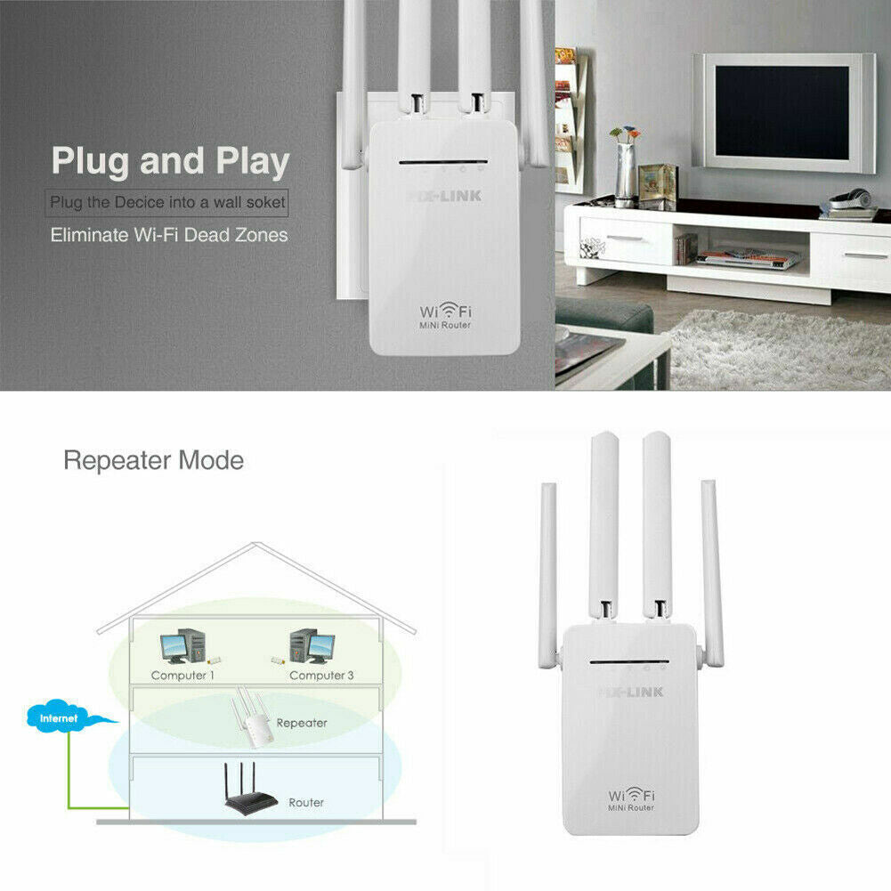 Strong 1200Mbps WiFi Range Extender Repeater Wireless Amplifier Router Signal Booster