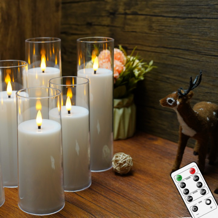 9Pcs LED Flameless Candles Light Simulation Acrylic Wedding Romantic Candle Lamp with Remote Control Party Christmas Home Decor
