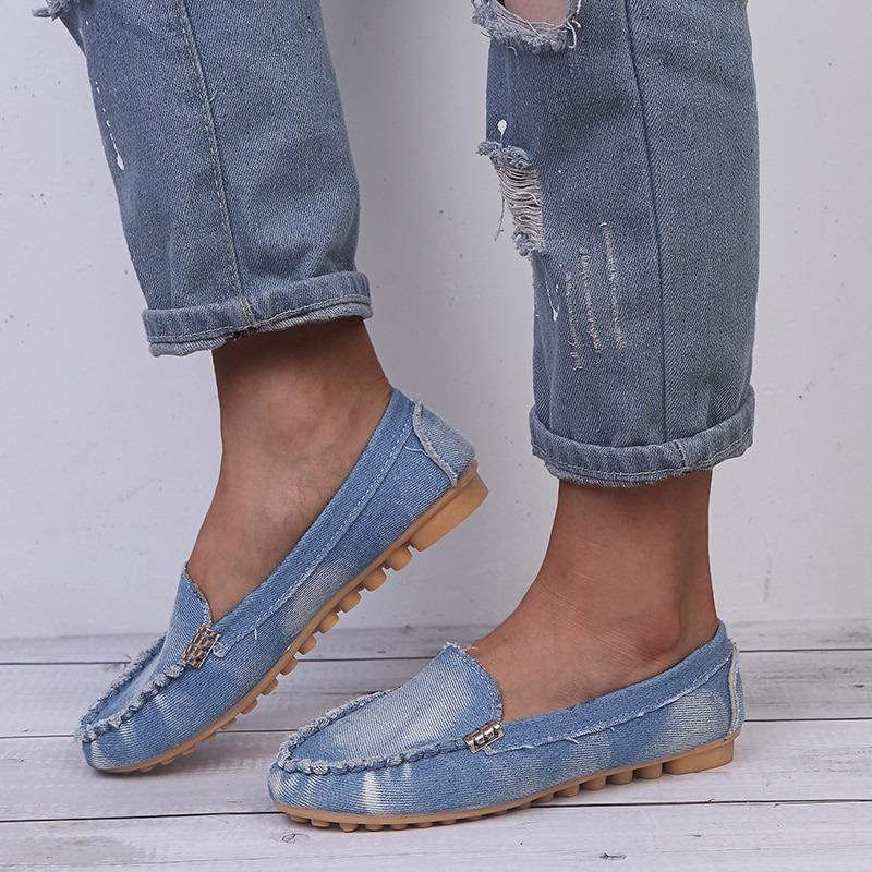 Women Casual Flat Shoes Round Toe Denim