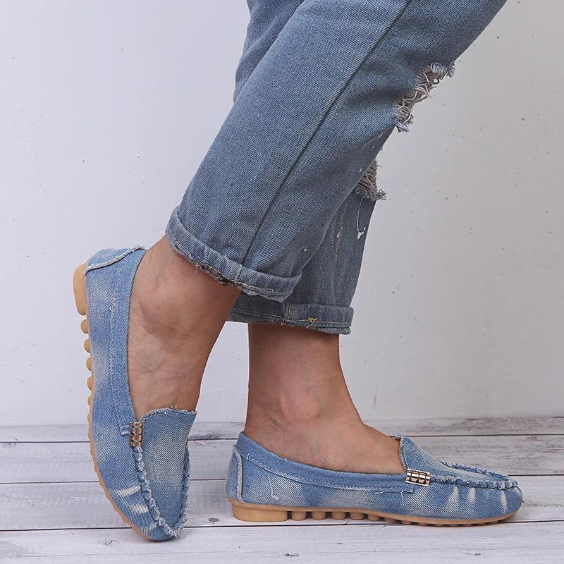 Women Casual Flat Shoes Round Toe Denim