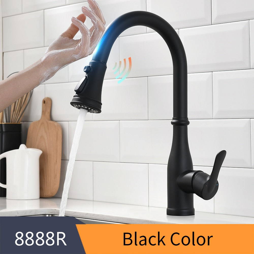 Kitchen Smart Touch Faucets Control, Pull Out Spout Sprayer Single Handle Sink Faucet