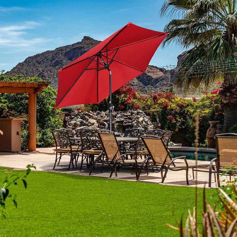 Patio Umbrella 7.5' Tilt Outdoor Umbrella Crank Lift 6-Rib