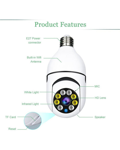 Wireless Wifi Light Bulb Camera Security Camera Premium, 360 Degree DigiEye Bulb Cam
