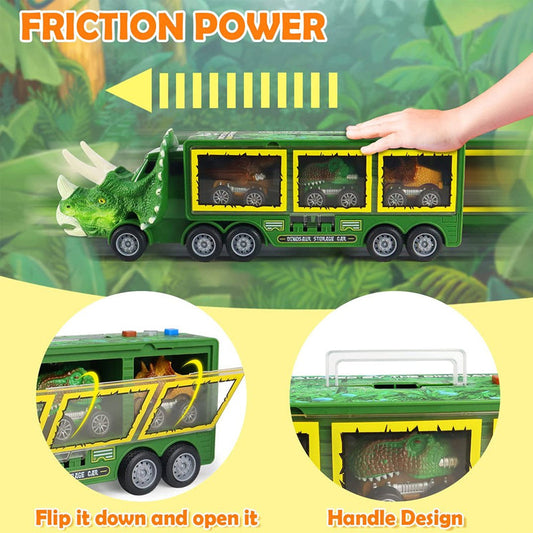 Dino Carrier Truck | Dinocrane Original Oversized Jurassic Dinosaurs Music Truck Transport Car Carrier Kids Toys, Rex Truck