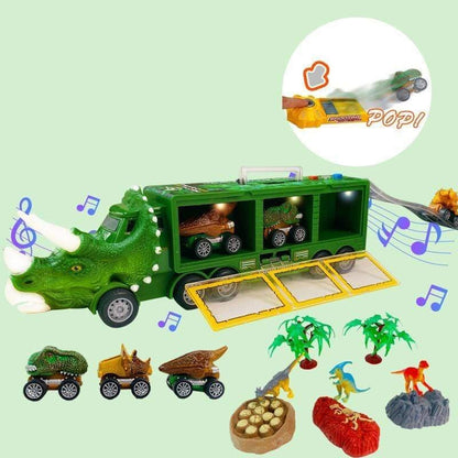 Dino Carrier Truck | Dinocrane Original Oversized Jurassic Dinosaurs Music Truck Transport Car Carrier Kids Toys, Rex Truck