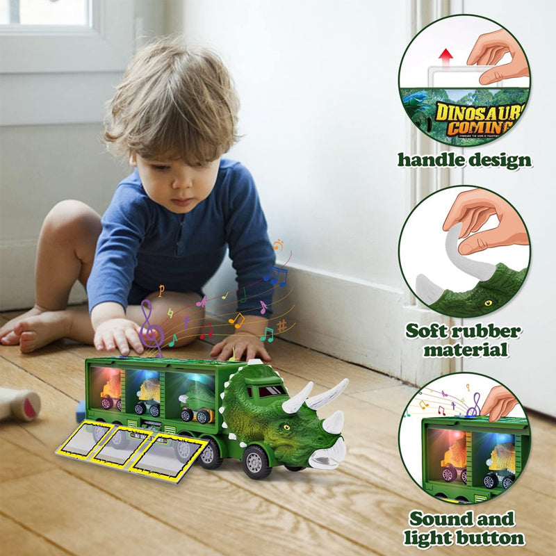 Dino Carrier Truck | Dinocrane Original Oversized Jurassic Dinosaurs Music Truck Transport Car Carrier Kids Toys, Rex Truck