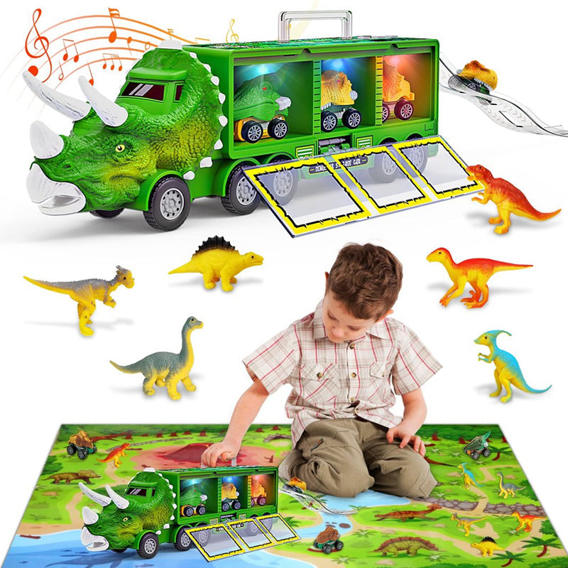 Dino Carrier Truck | Dinocrane Original Oversized Jurassic Dinosaurs Music Truck Transport Car Carrier Kids Toys, Rex Truck
