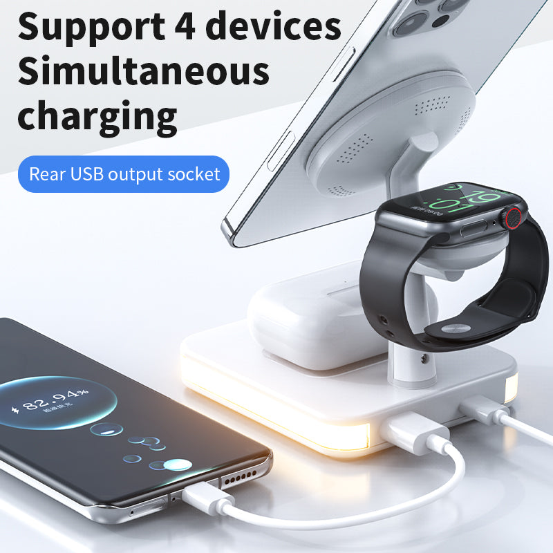 Magnetic Wireless Charger Stand Dock, 3 in 1 Wireless Charging Station - Magsafe Compatible