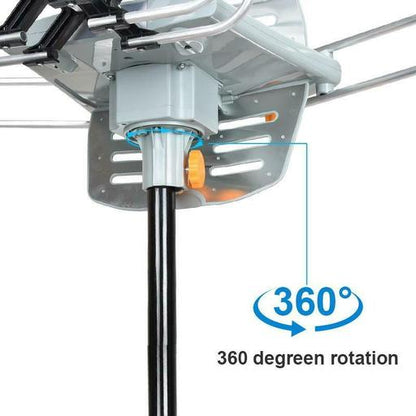990 Mile Range Outdoor TV Antenna, 360° Motorized Rotaion Amplified HDTV 1080P 4K